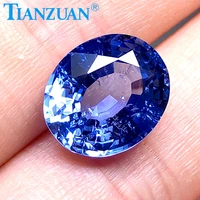 oval shape thailand cut imitating light blue sapphire stone with inculsions vs si clarity synthetic loose stone