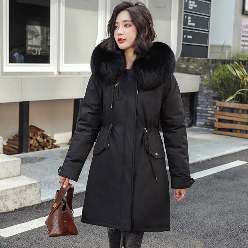 Парка женская зимняя с капюшоном и меховым воротником до-30 градусов теплая 2019 |