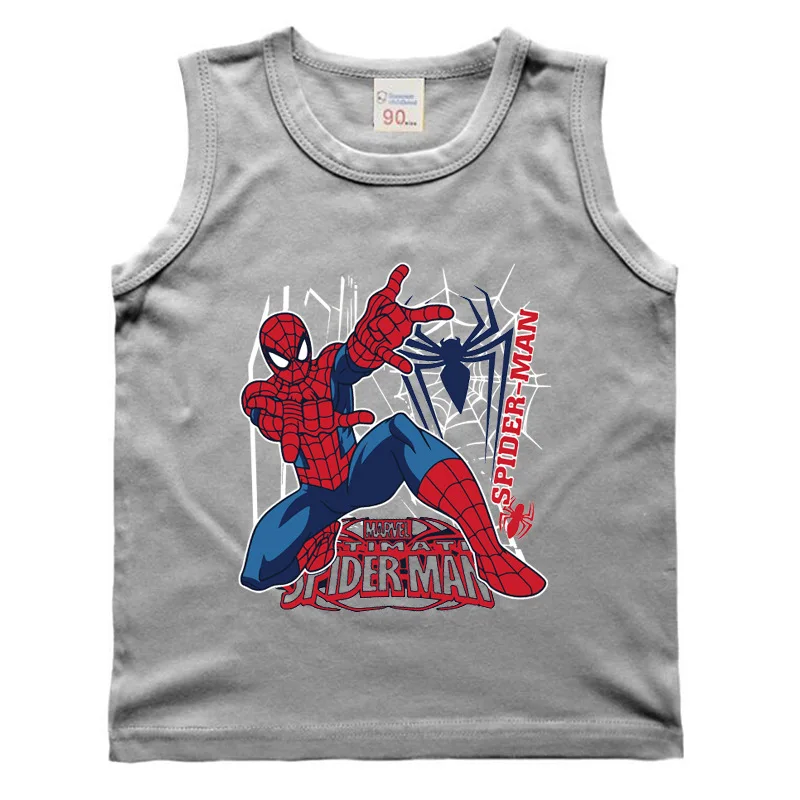 Лето 2021 одежда Marvel для мальчиков футболка человека паука Детская с короткими