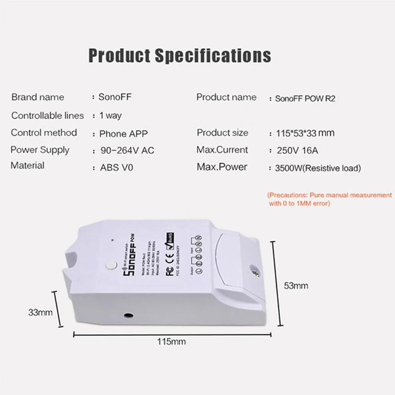 

SONOFF POW R2 15A 3500W Wifi Switch Controller Real Time Power Consumption Monitor Measurement Smart Home Devices