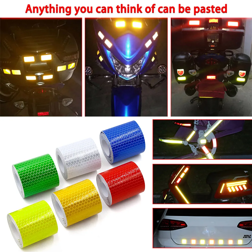 

5cm*100cm Car Reflective Tape Safety Warning Car Decoration Sticker Reflector Protective Tape Strip Film Auto Motorcycle Sticker