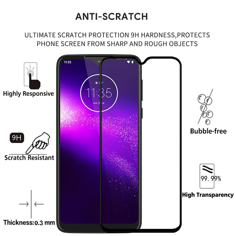 Полное покрытие защита для экрана закаленное стекло Motorola One Macro On защитная