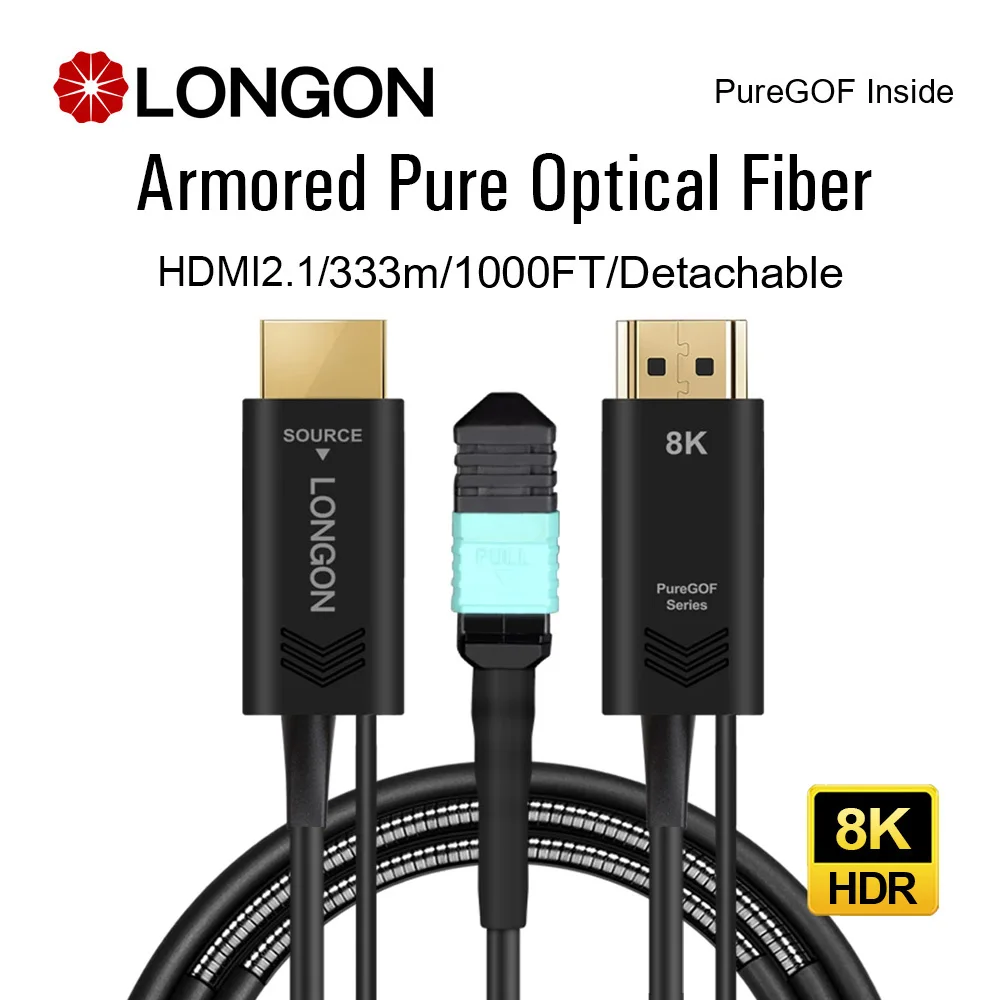 

LONGON Armored Pure Optical Fiber HDMI2.1 Cable Support 8K 60Hz 4K 120Hz For PS5 RTX3080 VR Medical 8K TV Project 10M 15M 0.25m