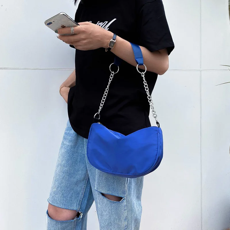 

2020 New Women Shoulder Bag Luxury Handbag And Tote Bag Classic Female Crossbody Bag Nylon Solid Color Baguette Bag Women Bags