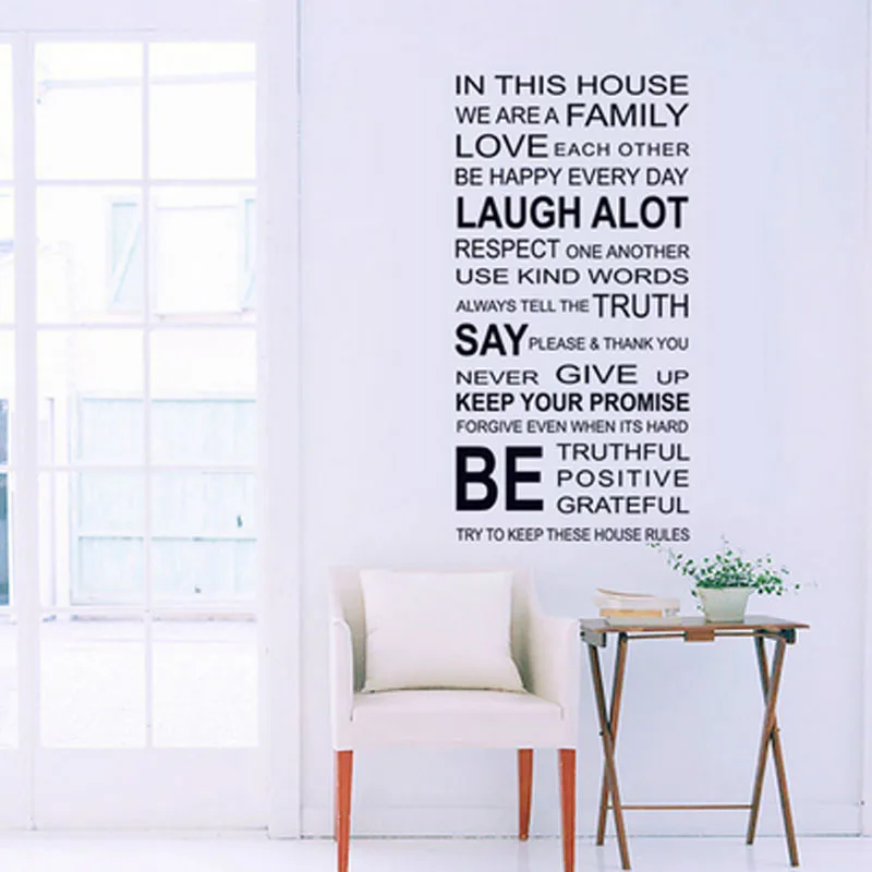 

English proverbs Wall sticker Family House Rules Wall Stickers Decal Removable Decor Wallpapers DIY Poster Sticker for Kids room