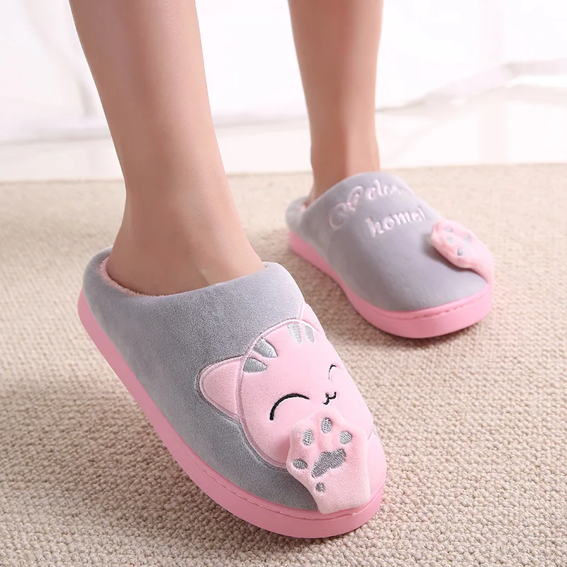 Winter Kids Slippers Toddler Girls Animal Cat Flip Flop Plush Parent Slides Baby Boys Indoor Shoes Warm House Children Slippers images - 6