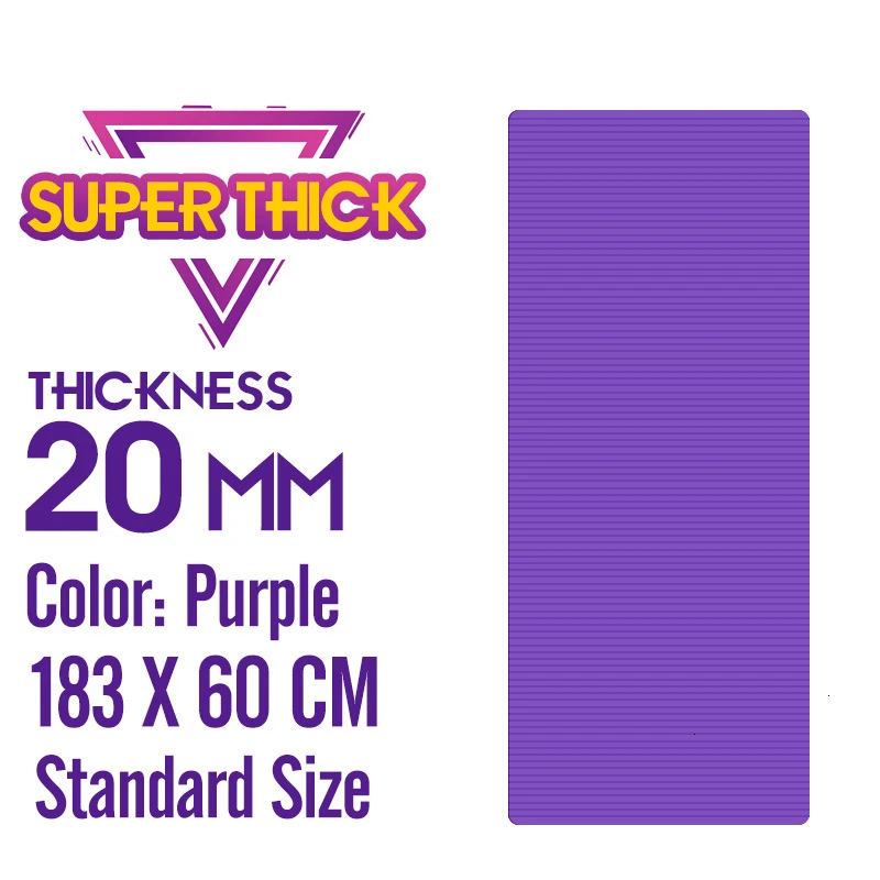 Thick 20mm 183X60cm 1830*610*20 мм толстый нескользящий коврик для йоги, мягкий коврик для спортзала, пилатеса, складной коврик для бодибилдинга, тренажеры для фитнеса, сделай сам - Цвет: Thick 20mm 183X60cm