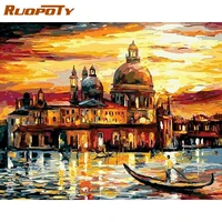 ruopoty venice golden sky painting by numbers landscape oil painting by numbers home decor wall pictures for living room