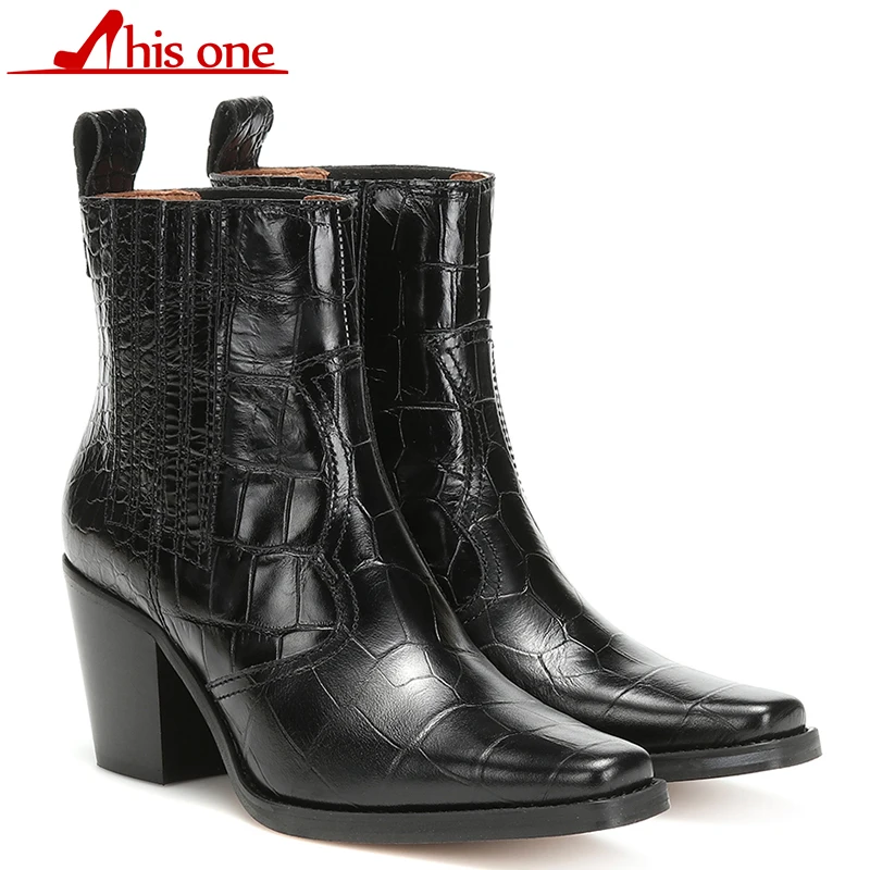 2020 Новые осенне-зимние кожаные полусапожки с круглым носком женская обувь на