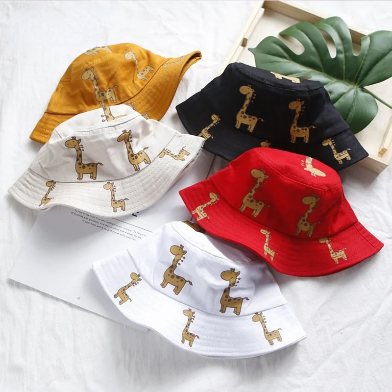 

New Cartoon Giraffe Baby Hat Bucket Cap Summer Kids Baby Girl Boy Hats Casual Children Sun Hat Cotton Girls Hat Panama Caps