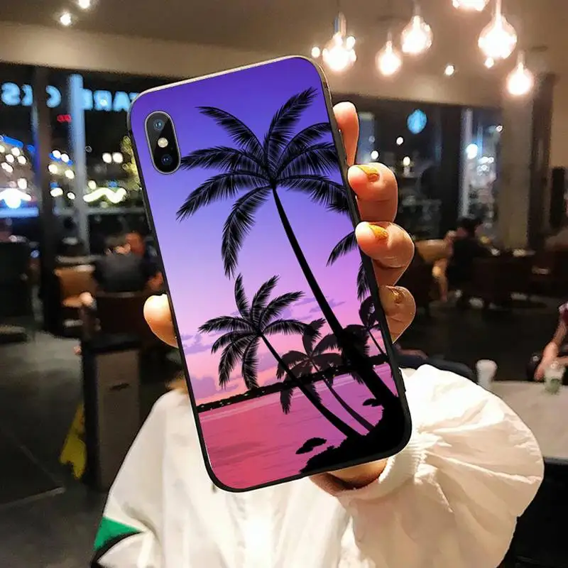 

Palm Tree sunset sea beach Phone Case for iPhone 11 12 mini pro XS MAX 8 7 6 6S Plus X 5S SE 2020 XR luxury shell shell