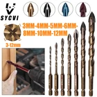 SYCVI 3-12 мм 7 шт. набор сверл с шестигранным углублением для стекла керамики бетона Открыватель отверстий кирпич твердый сплав треугольный набор инструментов