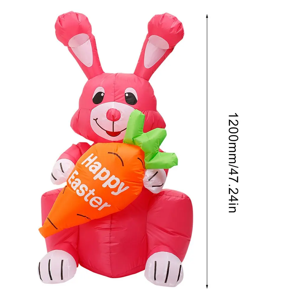 

1.2m Easter Inflatables Bunny Carrot Rabbit Outdoor Indoor Easter Holiday Decoration Yard Lawn Inflatables With LED Lights