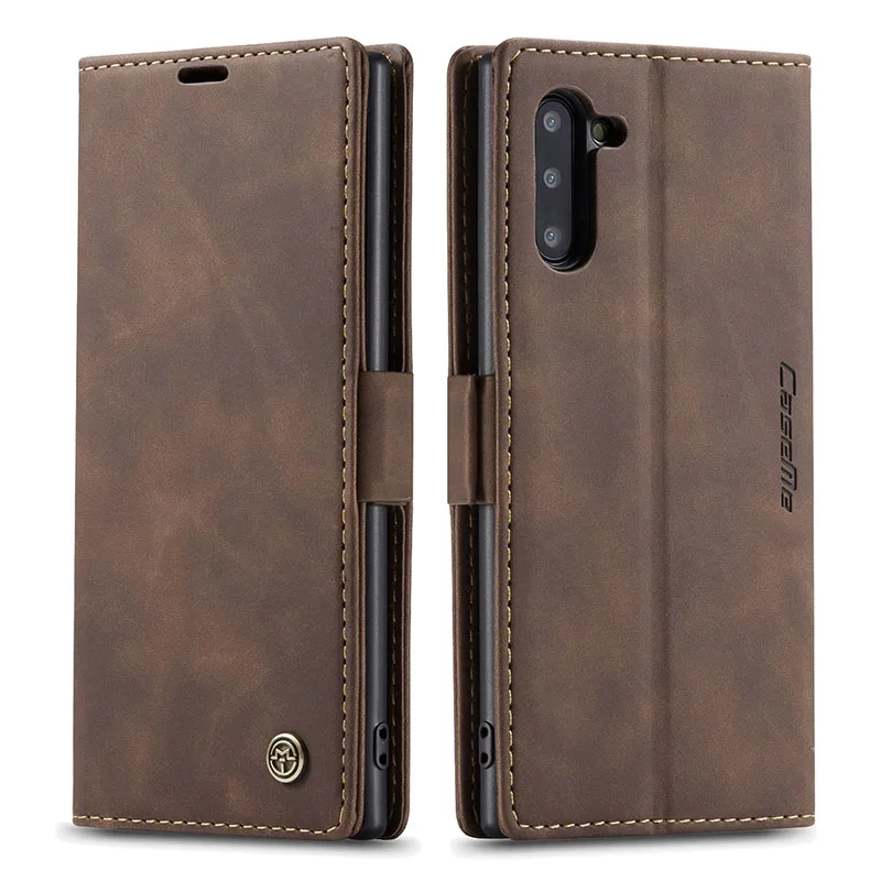 Магнитный кожаный чехол в стиле ретро для samsung Galaxy Note10 Plus, чехол-книжка для samsung S10, 5G, S9, S8 Plus, чехол-кошелек, держатель для карт - Цвет: coffee