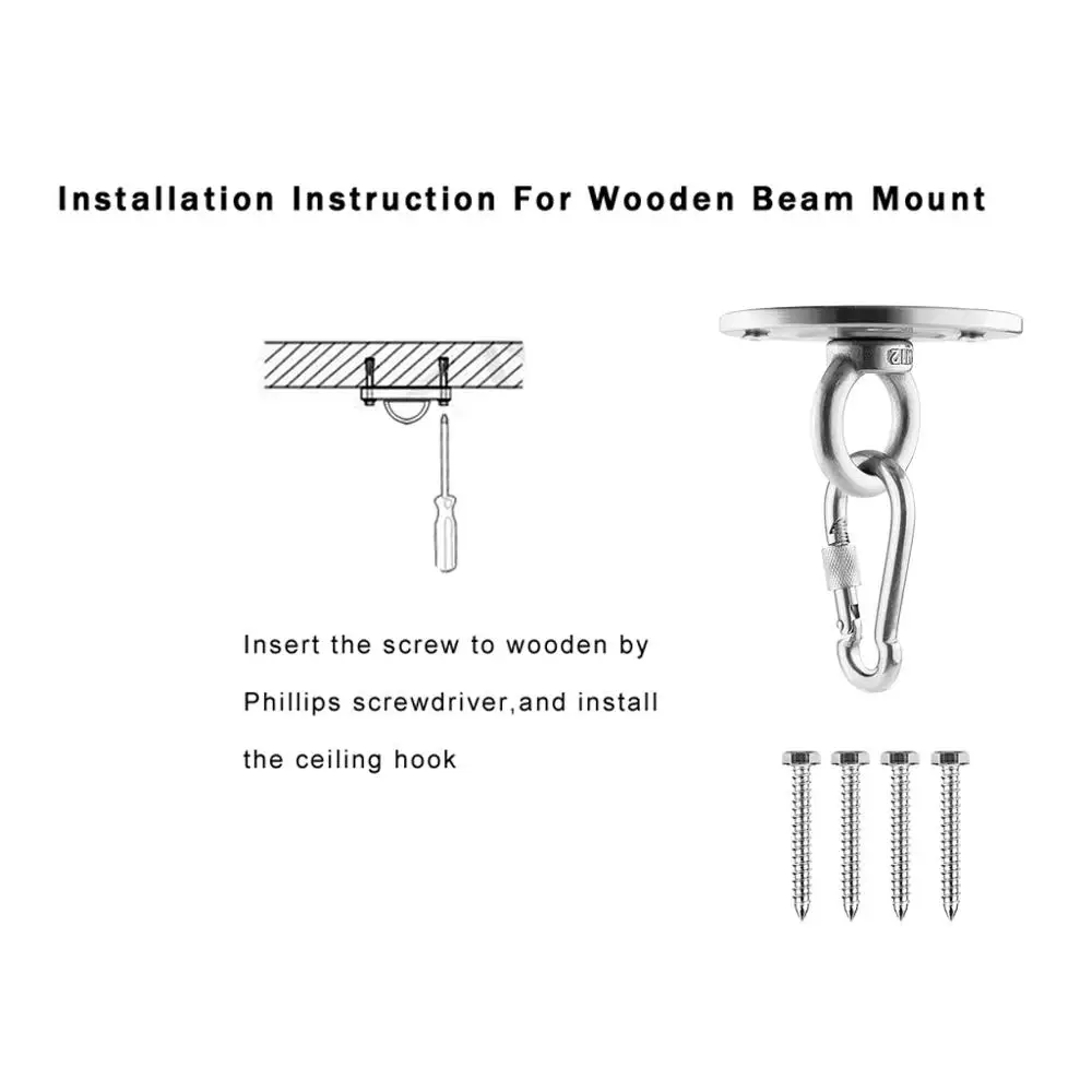 

2PCS Hanging Fitting Yoga Hammock Swing Sandbag Hanging Hook Indoor Outdoor Sports Equipment 2204 lbs Capacity Stainless Steel