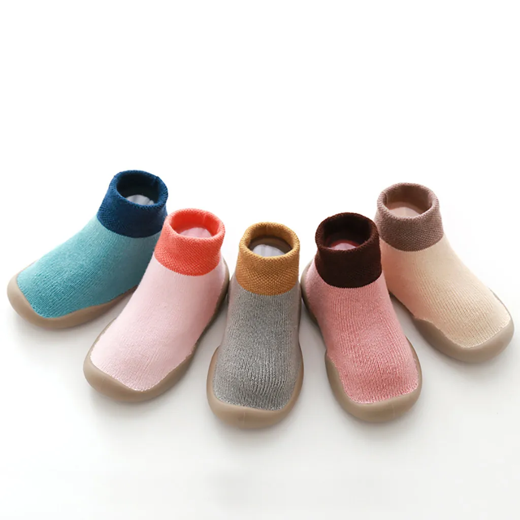 Children Baby Boy Girl Socks Cotton Floor Anti-slip Step Shoes With Rubber Soles Skarpetki Dziecko | Детская одежда и обувь