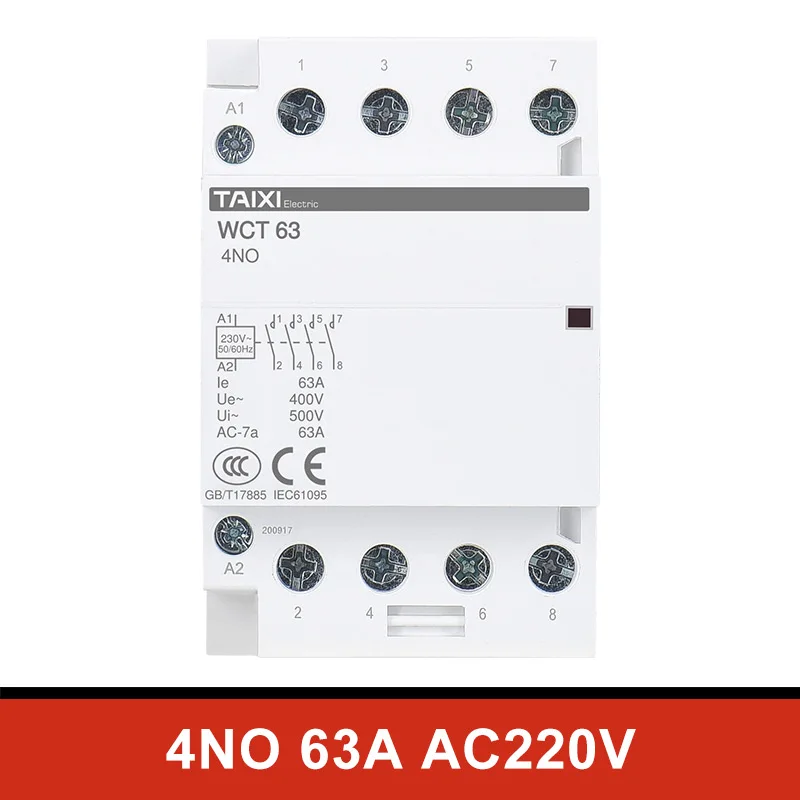 Бытовой модульный контактор переменного тока WCT с Din-рейкой 4P 63a 220 В/230 В Гц 4NO 2NO 2NC