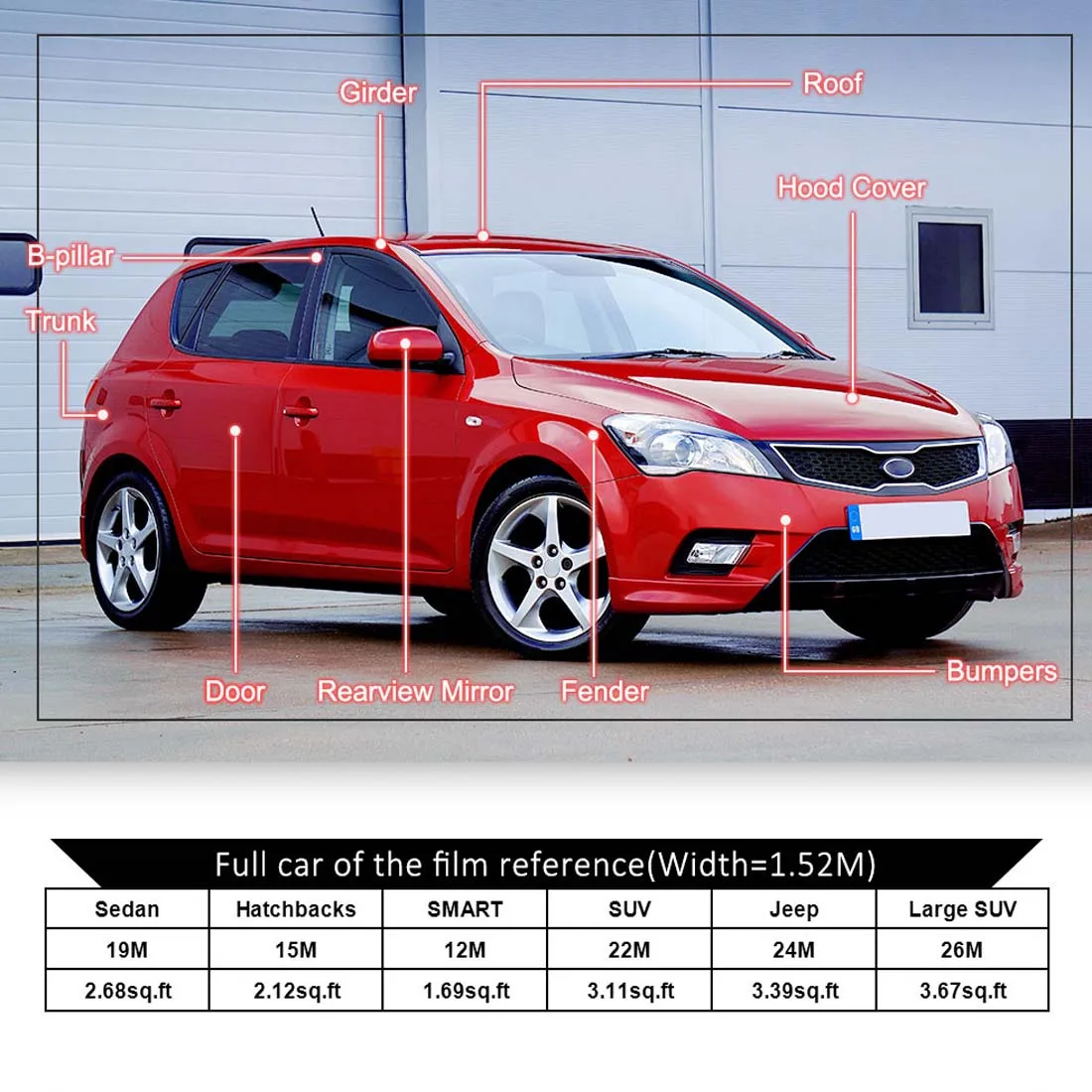 Uxcell 30*152 см/60 см * 152 виниловая пленка для кузова автомобиля без пузырьков