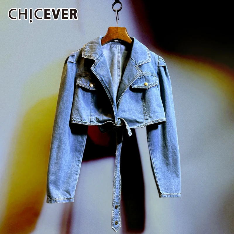 

Женская джинсовая куртка с длинным рукавом, на шнуровке