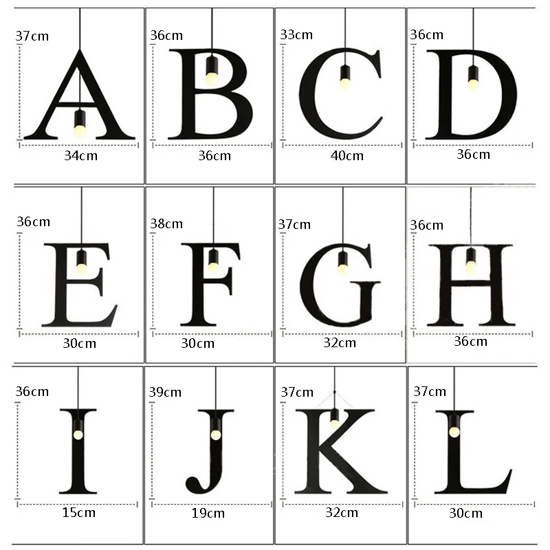 ABCD подвесные светильники с буквами кованые железные винтажные для кафе отеля