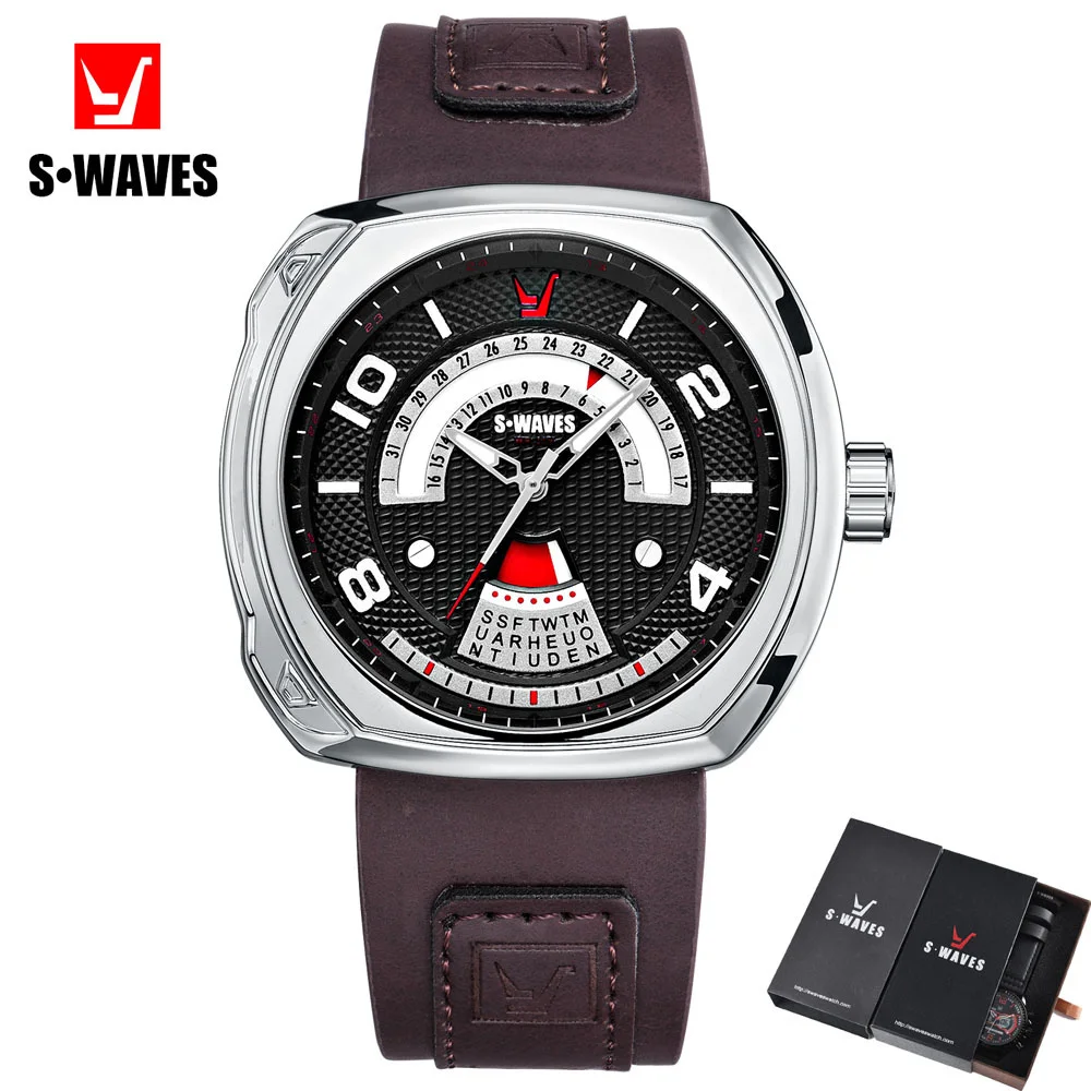 Часы наручные мужские с кожаным ремешком роскошные модные спортивные брендовые