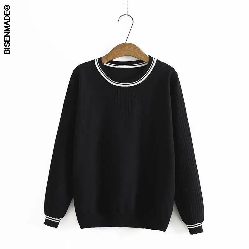 

Женский вязаный свитер с круглым вырезом, большие размеры