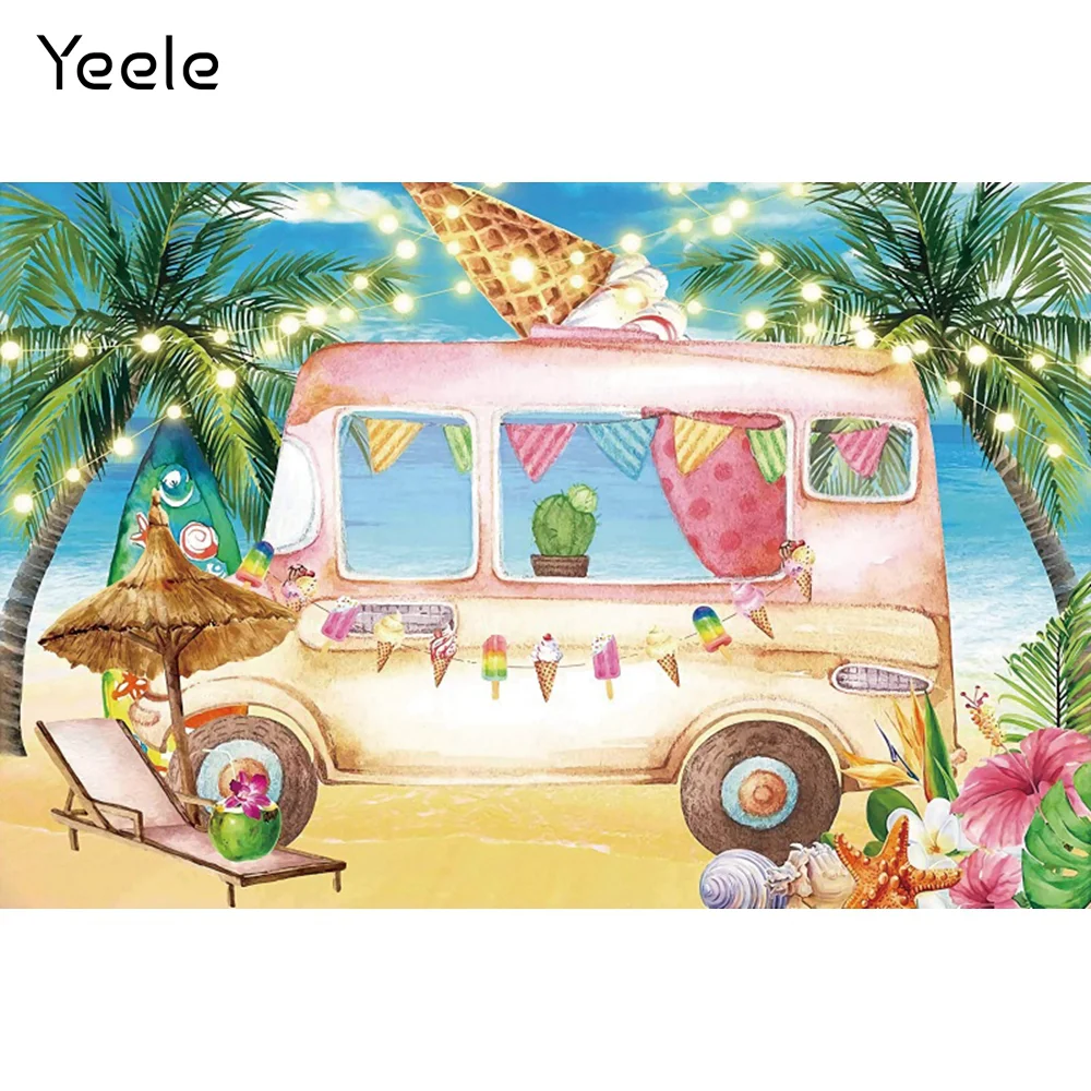 

Yeele Photocall Summer Birthday Backdrop Party Decor Beach Car Baby Shower Background Photos For Photography Studio Shoots Props
