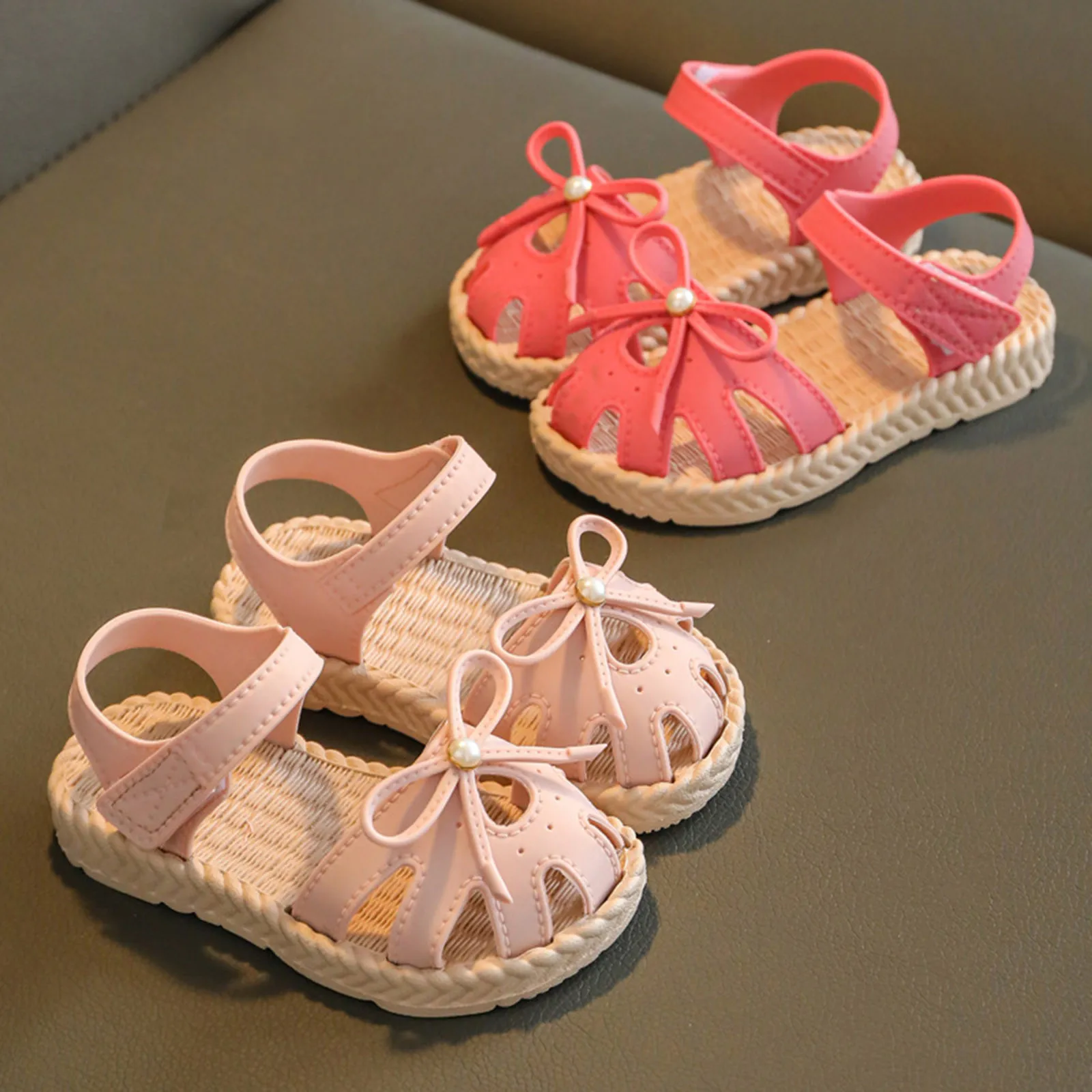 

Toddler Baby Girls Bow Beach Sandals Non-Slip Shoes Kids Girls Summer Solids soft-soled non-slip Shoes