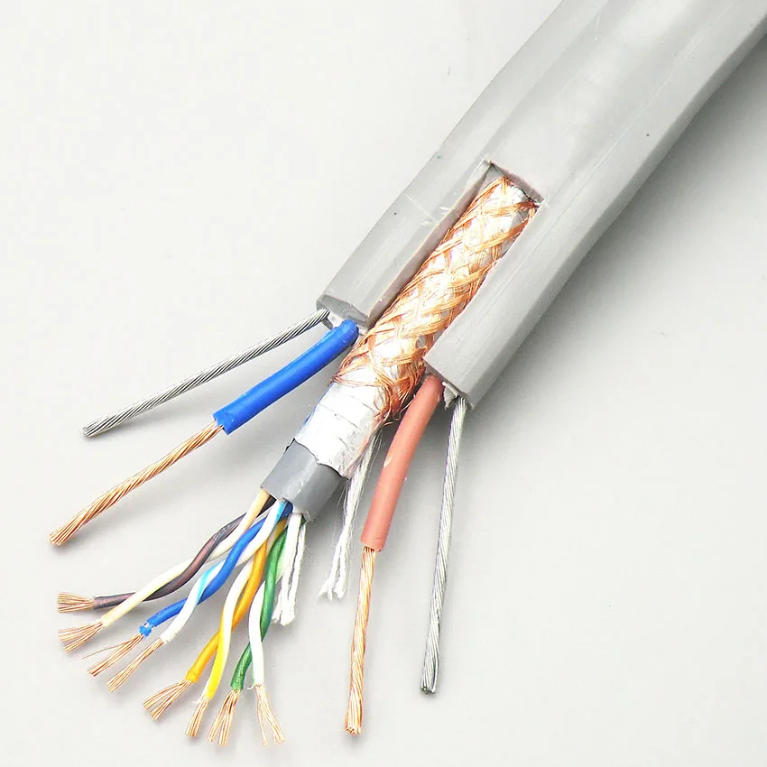 Экранированный кабель лифта cat5e для Ethernet с двойной силовой линией и стальным