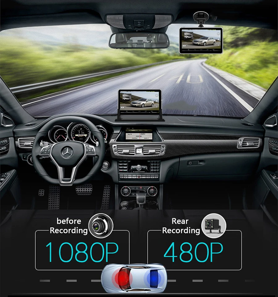 Anfilite 7 дюймов емкостный Android четырехъядерный DDR 512M 16GB Автомобильный видеорегистратор с gps Навигатором видеорегистратор две камеры 1080P грузовик запись