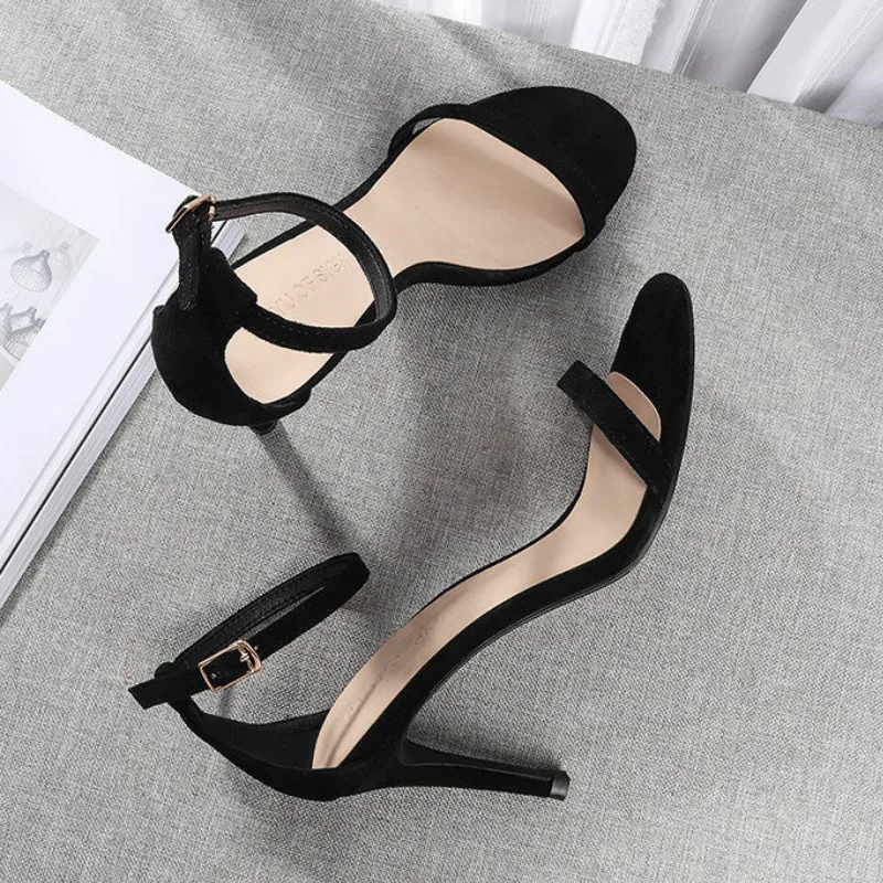 Женские босоножки Коллекция 2021 года Сезон лето Однотонные туфли на высоком