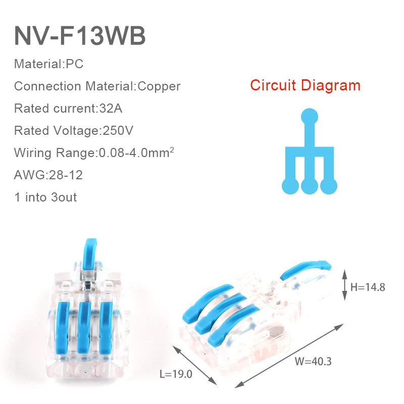 5 шт. прозрачный 1 во множестве вне Быстрый сплиттер подключаемый провод разъемы