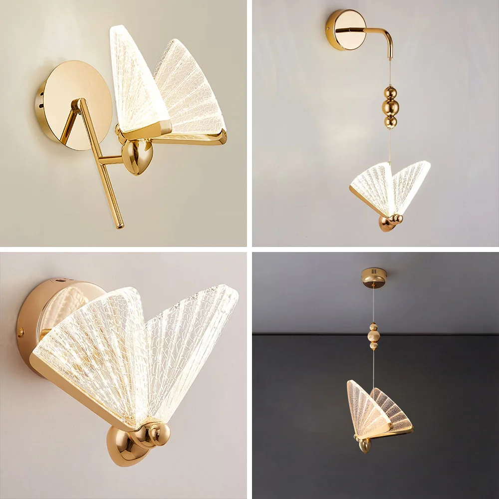 

LED Wall Lamp Modern Creative Nordic Butterfly Wall Light Bedroom Living Room Bedside Staircase Corridor Aisle Lighting