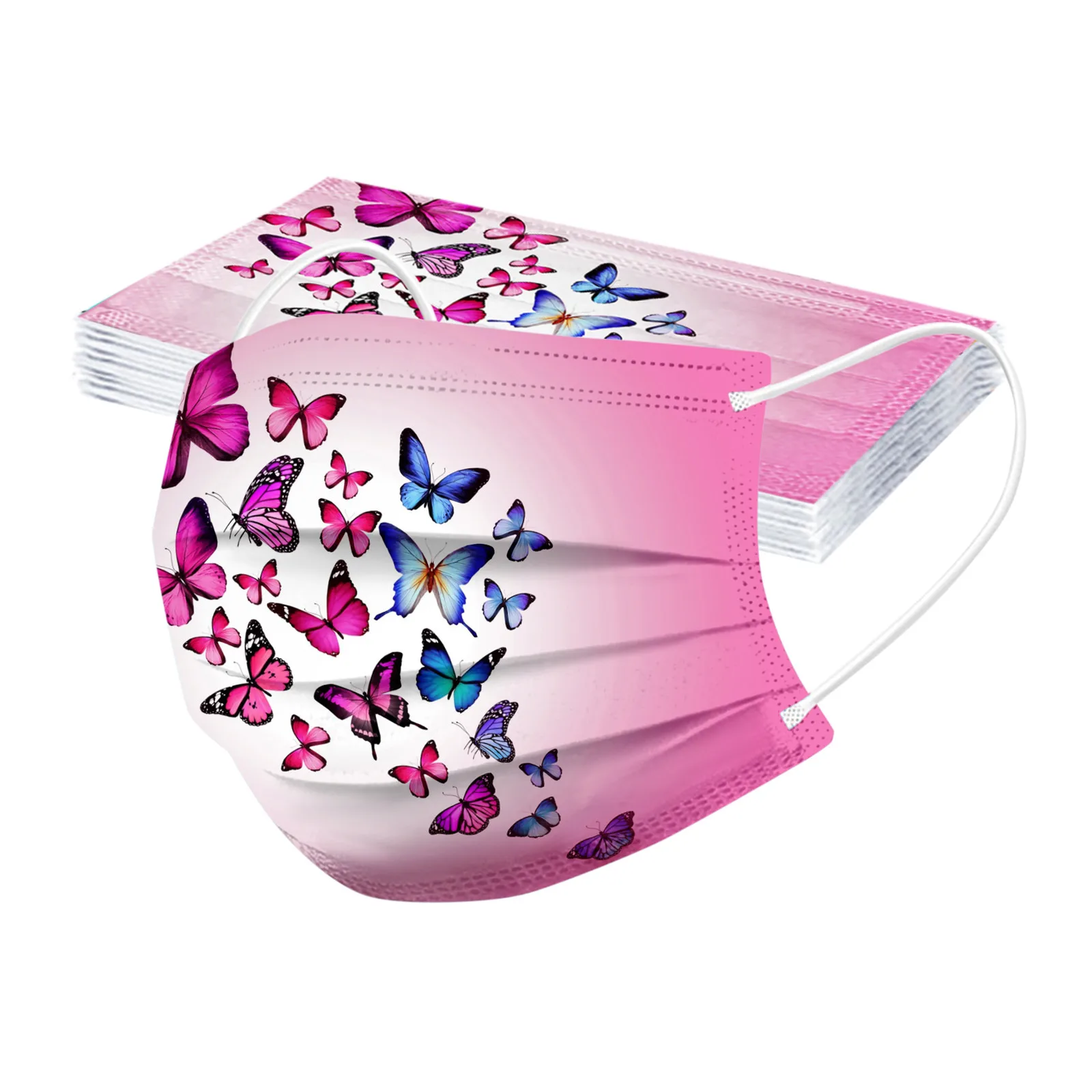 

100PCS Face Mask Adult Butterfly Disposable Protection Three Layer Breathable Windproof Foggy Haze Pollution Face Mask Mascarar