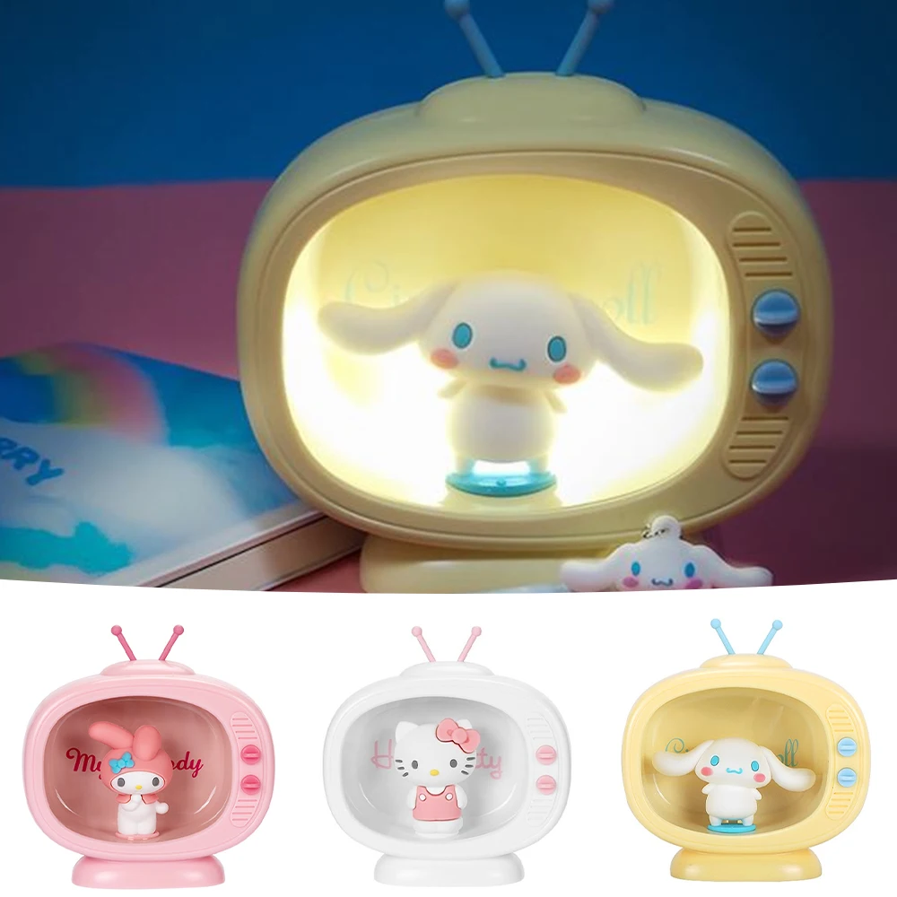 

Милые аксессуары Sanrio Kitty My Melody Cinnamoroll симпатичная мини-модель ТВ для спальни Настольный ночсветильник маленькие подарки для девочек игрушки