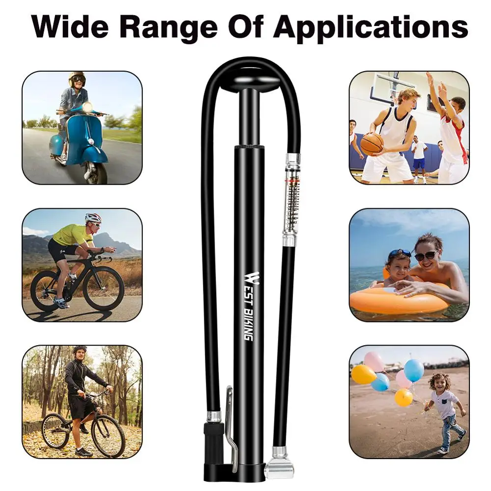 

WEST BIKINK Bike Pump Wiht Gauge Hand Foot Floor Air Inflator 160PSI Presta Schrader Valve MTB Bicycle Accessories Cycling Pump
