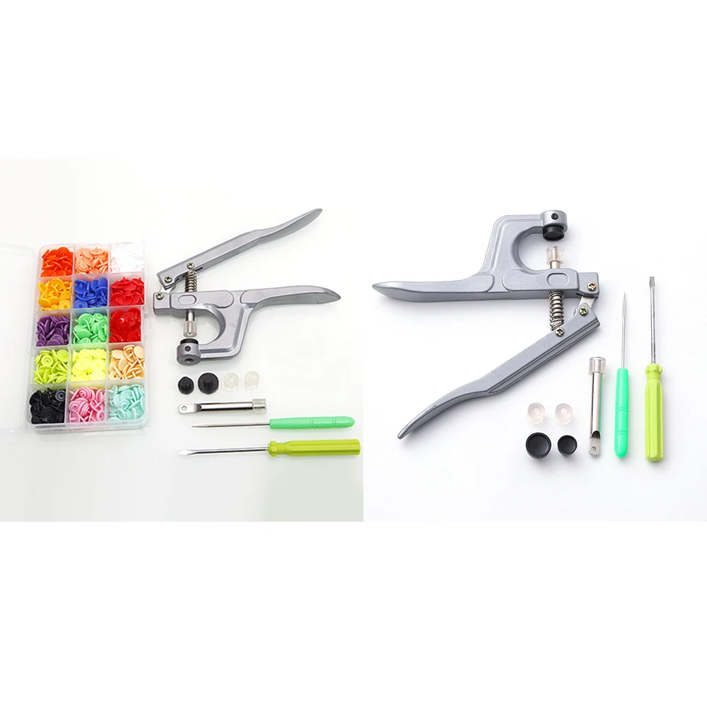 

1Set Metal Press Pliers Tools for T3 T5 T8 Kam Button Fastener Snap Pliers+150 Set T5 Plastic Resin Press Stud Cloth Diaper Tool