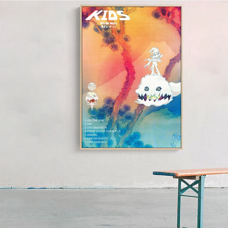 

Kanye West Kid Cudi - Kids See Ghosts Album Canvas Painting Pop Music Cover Music Star Posters and Prints Wall Art Picture Decor