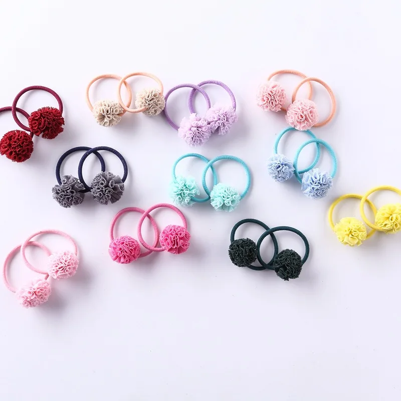 

10PCS 3CM Mini Yarn Flowers Ball Hair Ropes Children's Korean Girls Handmade Hair Ring Baby Headdress Hair Accessories Wholesale