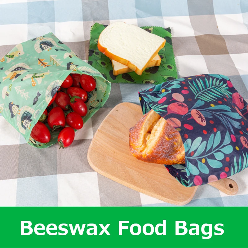 Пакеты для еды из пчелиного воска Многоразовые сэндвича сумка закусок