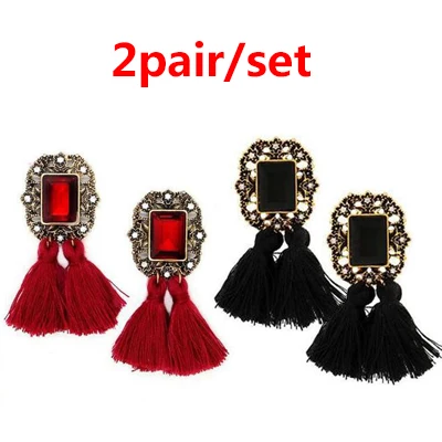 2Pair Style 26 19 стилей Висячие драгоценные камни стразы длинные висячие серьги для женщин ювелирные изделия посеребренные полые металлические висячие серьги - Окраска металла: 2Pair Style 26