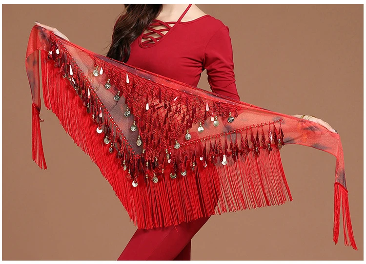 Женский набедренный платок для восточных танцев модный треугольный с кисточками