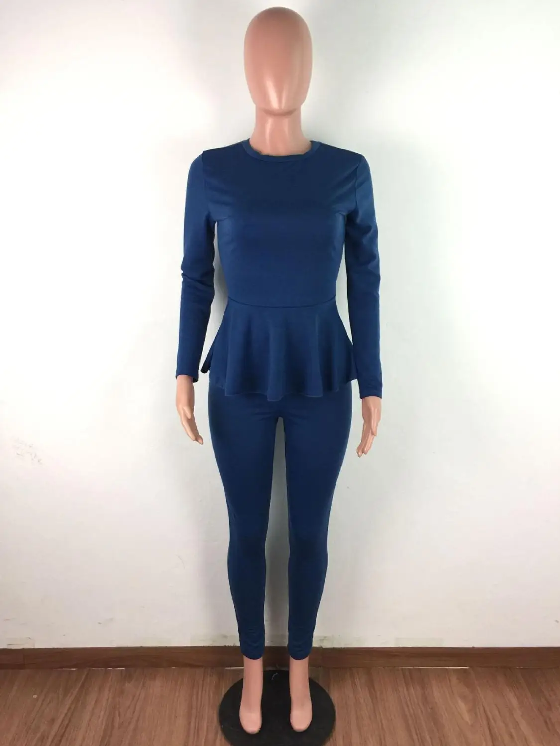 

Woman Solid Knitted Tracksuit Long Sleeve Drawstring Pleated Ruffle Tops High Waist Pants 2 Piece Set Casual Streetwear S-XXL
