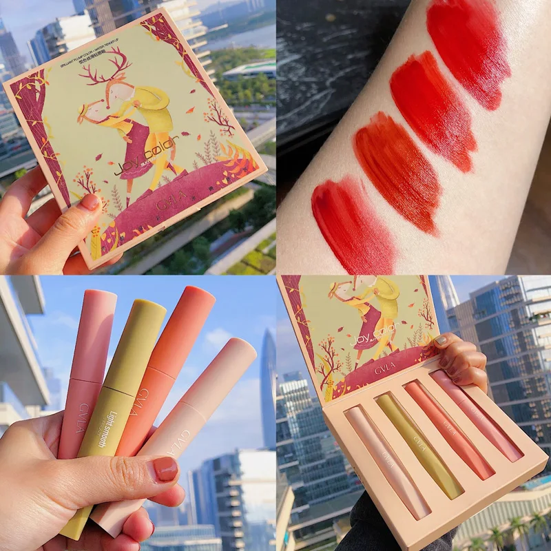 

4PCS/SET Liquid Matte Lip Gloss Waterproof Long Lasting Makeup Velvet Lipstick Sexy Moisturizer Lip Stick Lip Tint Cosmetic
