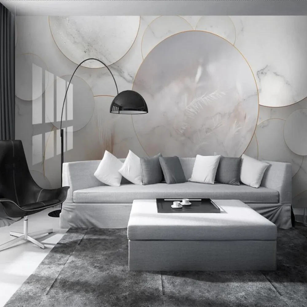 Milofi большие обои на заказ 3D простой джаз белый геометрический круглый мраморный