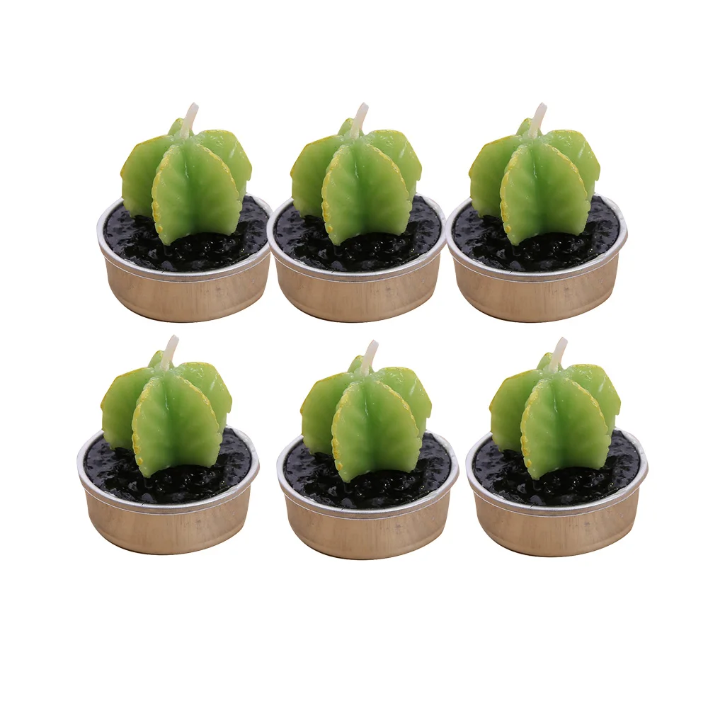 6pcs Succulent Potted Plant Scented Candle Tea Light Wax Paraffin Non-Spill Bonsai Home Decor | Дом и сад