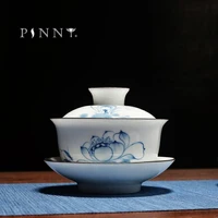 pinny hand painted ceramic tea set high quality white porcelain gaiwan chinese tea service porcelain tea cup handmade teapots