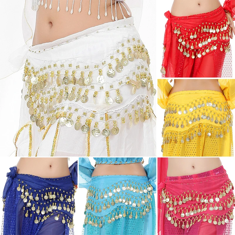 

Thailand/India/Arab Dancer Skirt Women Sexy Belly Dance Hip Scarf Wrap Belt Dancer Skirt Female Show Costume Sequins Tassels