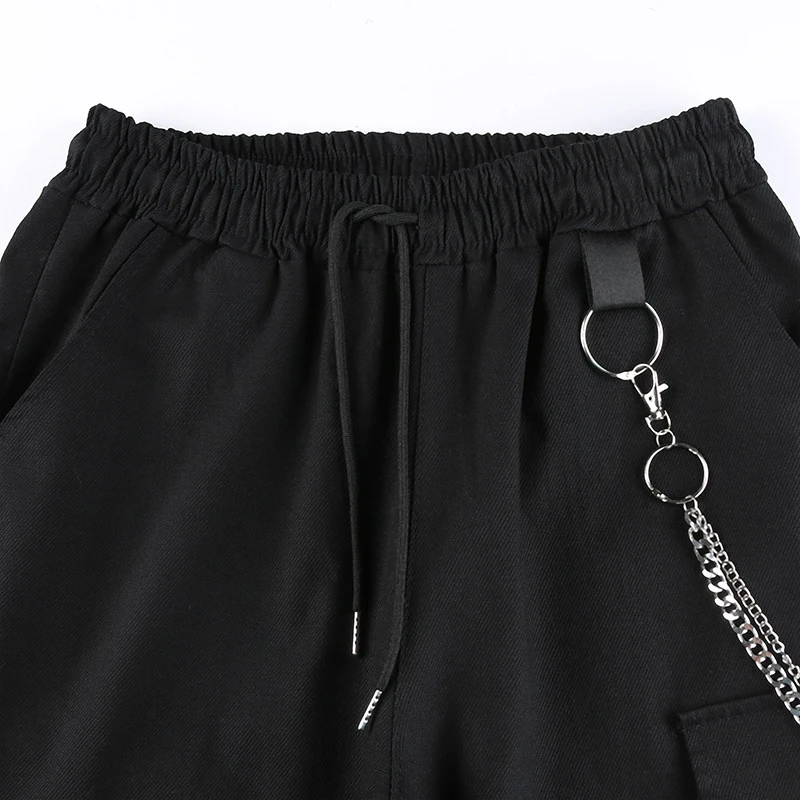 

Goth Dark Harajuku Gothic Patchwork Black Cargo Pants Mall Goth Grunge Punk High Waist Women Loose Sweatpants Joggers Streetwear
