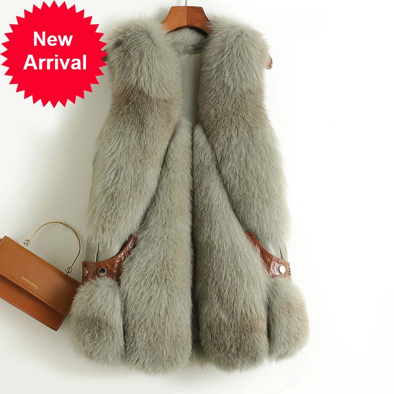 

Женский жилет из натурального Лисьего меха, куртки, зимнее женское теплое пальто из натурального меха, куртка A10654